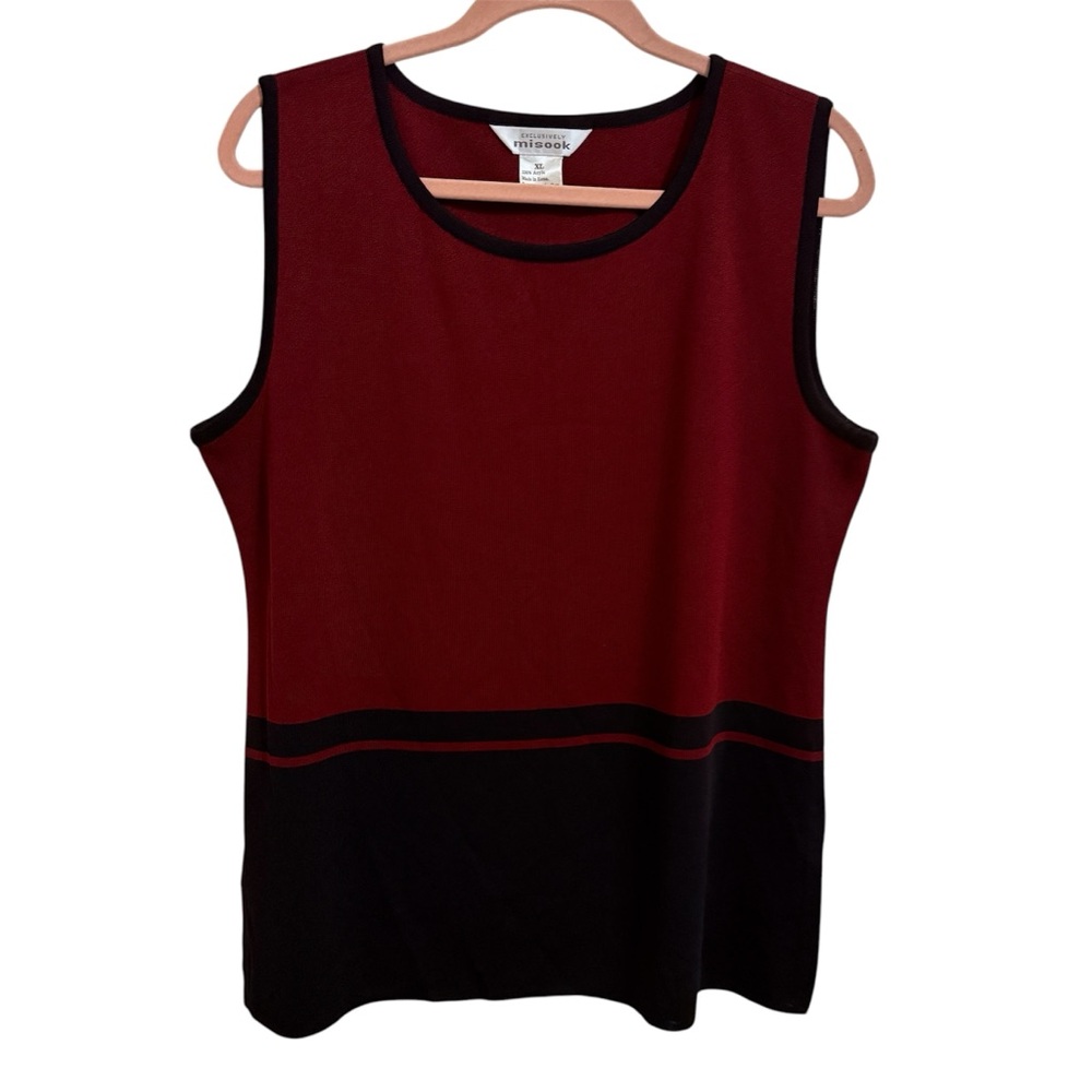 Exclusively‎ Misook Dark Red and Black Acrylic Tank Sz XL